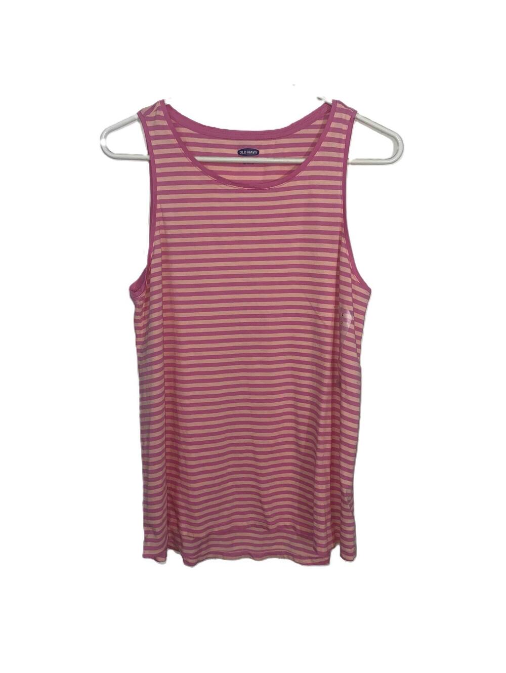 Old Navy Pink Stripe Tank Top Barbiecore Coastal Y2K Casual Summer Large